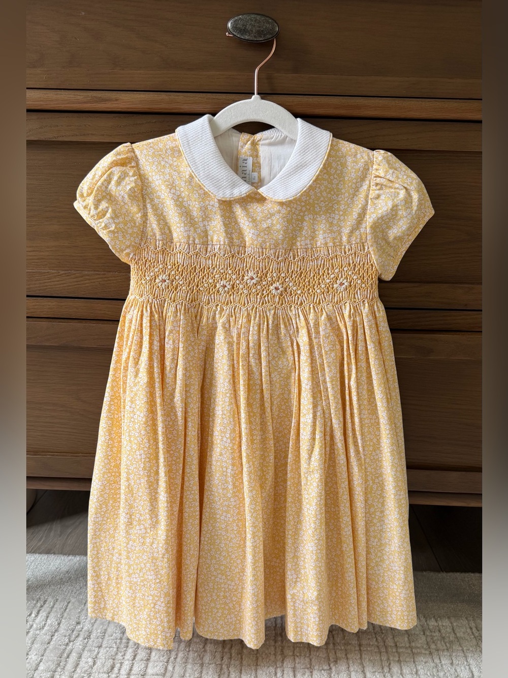 Smocked Yellow Floral Peter Collar Girls' Dress